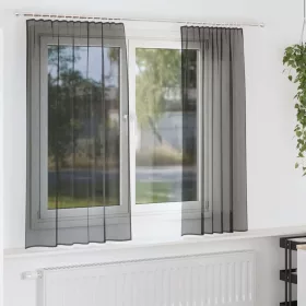 2 db fekete voile függönyök rúd zsebekkel