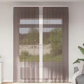 2 db barna voile függönyök rúd zsebekkel