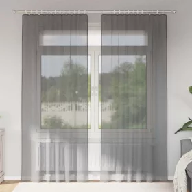 2 db sötétszürke voile függönyök rúd zsebekkel