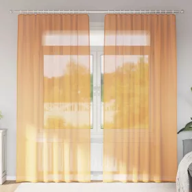 2 db narancssárga voile függönyök rúd zsebekkel