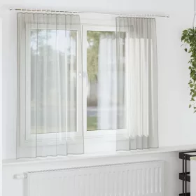 2 db világosszürke voile függönyök rúd zsebekkel