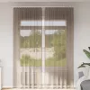2 db világosbarna voile függönyök rúd zsebekkel