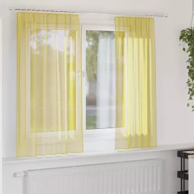 2 db sárga voile függönyök rúd zsebekkel
