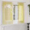 2 db sárga voile függönyök rúd zsebekkel