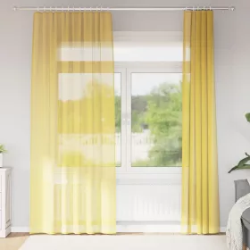 2 db sárga voile függönyök rúd zsebekkel
