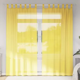 2 db sárga voile függönyök rúd zsebekkel