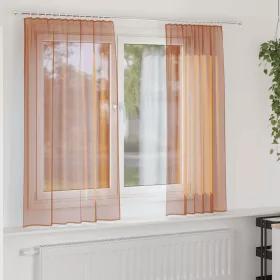 2 db terrakotta voile függönyök rúd zsebekkel