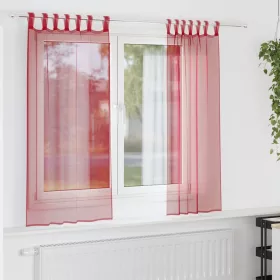 2 db borvörös voile függönyök rúd zsebekkel