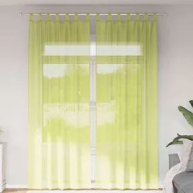   2 db almazöld fátyolfüggönyök fülecske tetejével 140x260 cm