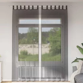   2 db fekete fátyolfüggönyök fülecske tetejével 140x260 cm