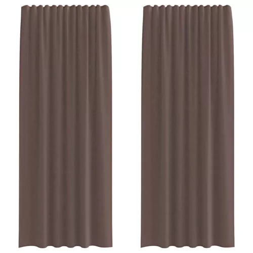 2 db barna fátyolfüggönyök fülecske tetejével 140x260 cm