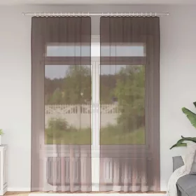   2 db barna fátyolfüggönyök fülecske tetejével 140x260 cm