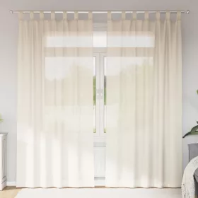   2 db krém színű fátyolfüggönyök fülecske tetejével 140x260 cm