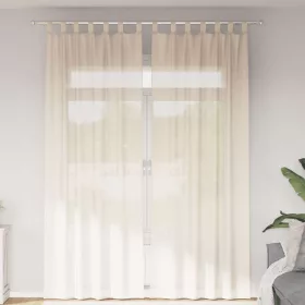   2 db krém színű fátyolfüggönyök fülecske tetejével 140x260 cm
