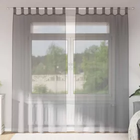 2 db sötétszürke fátyolfüggönyök hurokkal 140x245 cm