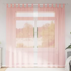 2 db rózsaszín fátyolfüggönyök hurokkal 140x245 cm