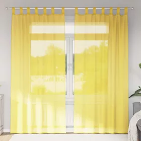2 db sárga fátyolfüggönyök hurokkal 140x245 cm