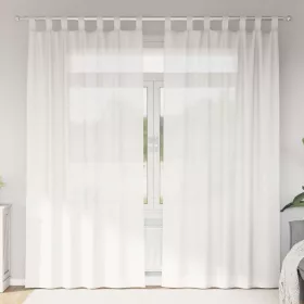 2 db fehér fátyolfüggönyök hurokkal 140x245 cm