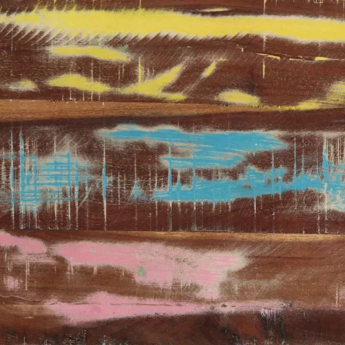 Többszínű tömör újrahasznosított fa dohányzóasztal 50x50x38 cm
