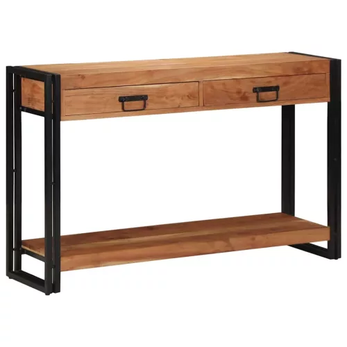 Konzolasztal fiókkal Barna 120 x 33 x 75 cm tömör akácfa