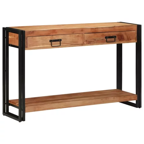 Konzolasztal fiókkal Barna 120 x 33 x 75 cm tömör akácfa