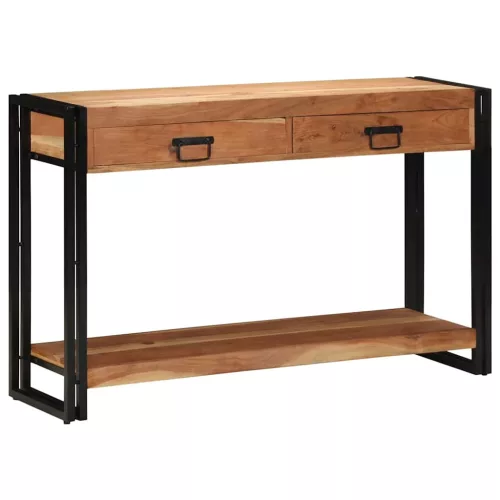 Konzolasztal fiókkal Barna 120 x 33 x 75 cm tömör akácfa