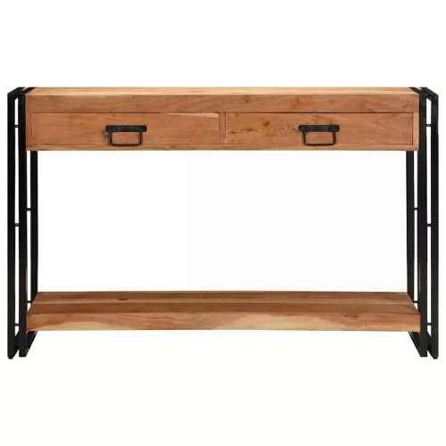 Konzolasztal fiókkal Barna 120 x 33 x 75 cm tömör akácfa