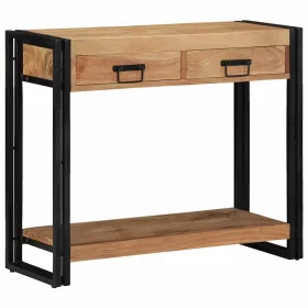 Konzolasztal fiókkal Barna 90 x 33 x 75 cm tömör akácfa