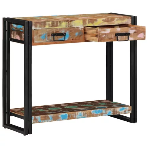 Konzolasztal Sokszínű 90 x 33 x 75 cm tömör újrahasznosított fa