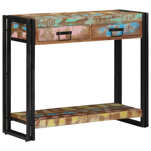 Konzolasztal Sokszínű 90 x 33 x 75 cm tömör újrahasznosított fa