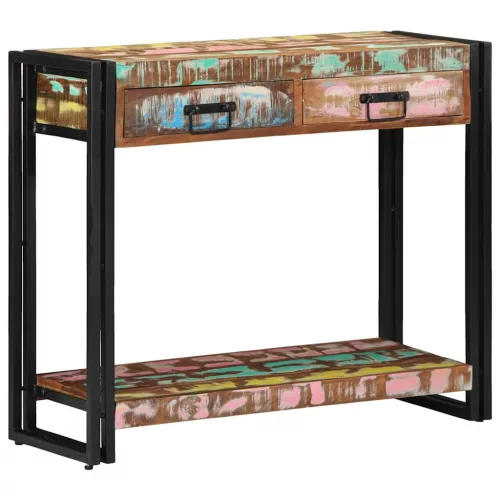Konzolasztal Sokszínű 90 x 33 x 75 cm tömör újrahasznosított fa