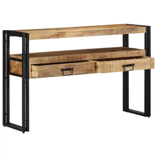 Konzolasztal fiókkal Barna 120 x 33 x 75 cm tömör mangófa