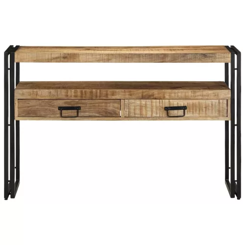 Konzolasztal fiókkal Barna 120 x 33 x 75 cm tömör mangófa