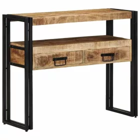 Konzolasztal fiókkal Barna 90 x 33 x 75 cm tömör mangófa