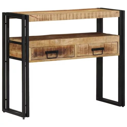 Konzolasztal fiókkal Barna 90 x 33 x 75 cm tömör mangófa