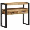 Konzolasztal fiókkal Barna 90 x 33 x 75 cm tömör mangófa