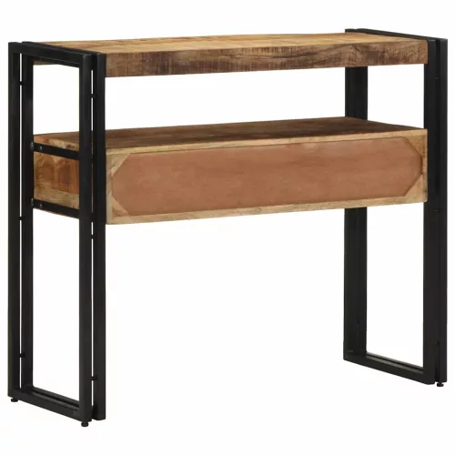 Konzolasztal fiókkal Barna 90 x 33 x 75 cm tömör mangófa