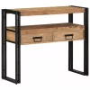 Konzolasztal fiókkal Barna 90 x 33 x 75 cm tömör akácfa