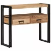 Konzolasztal fiókkal Barna 90 x 33 x 75 cm tömör akácfa