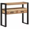 Konzolasztal fiókkal Barna 90 x 33 x 75 cm tömör akácfa