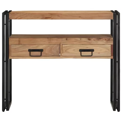 Konzolasztal fiókkal Barna 90 x 33 x 75 cm tömör akácfa