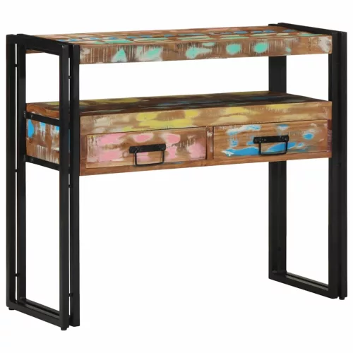 Konzolasztal Sokszínű 90 x 33 x 75 cm tömör újrahasznosított fa