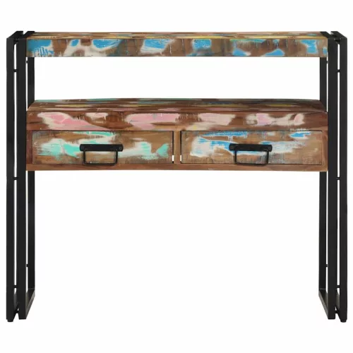 Konzolasztal Sokszínű 90 x 33 x 75 cm tömör újrahasznosított fa