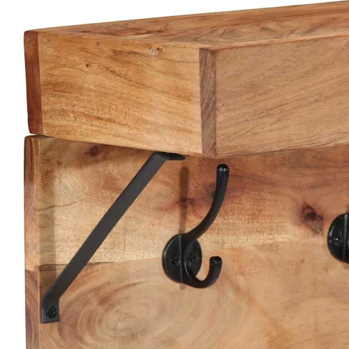Kabáthorog polcokkal Barna 73 x 19 x 23 cm Tömör akácfa