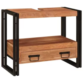   Fürdőszobai mosdószekrény 71 x 33 x 58 cm Tömör akácfa és vas