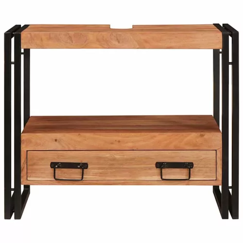 Fürdőszobai mosdószekrény 71 x 33 x 58 cm Tömör akácfa és vas