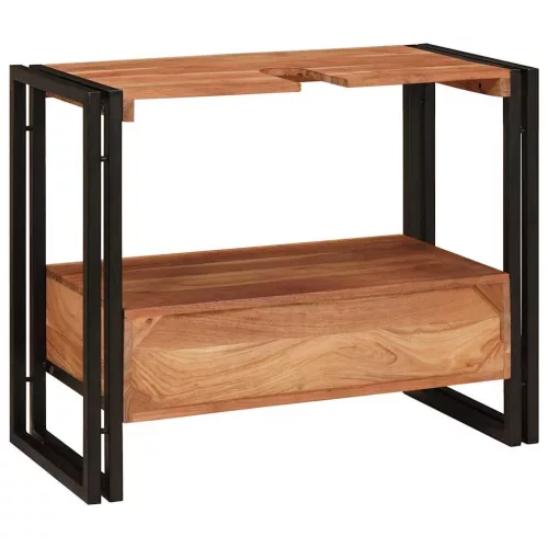 Fürdőszobai mosdószekrény 71 x 33 x 58 cm Tömör akácfa és vas