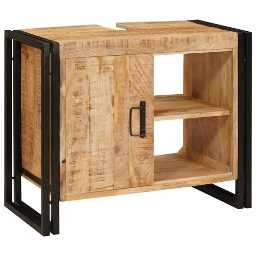 Fürdőszobai mosdószekrény 71 x 33 x 58 cm Tömör mangófa és vas