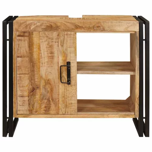 Fürdőszobai mosdószekrény 71 x 33 x 58 cm Tömör mangófa és vas