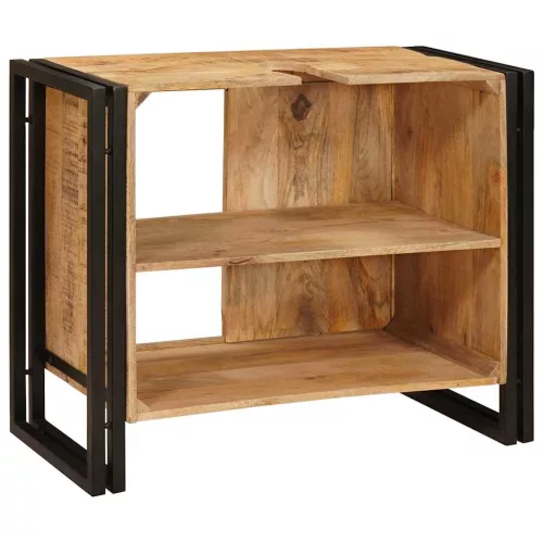 Fürdőszobai mosdószekrény 71 x 33 x 58 cm Tömör mangófa és vas